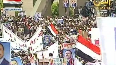Protesters in Yemen