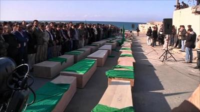 Coffins of civilians supposedly killed by coalition forces