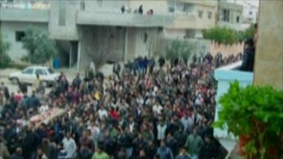 Protest crowds reportedly in Syria