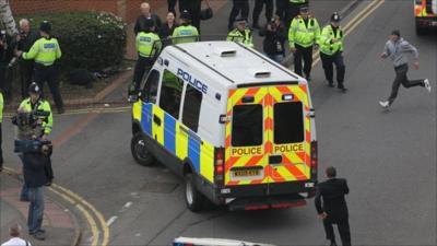 A police van drives Christopher Halliwell into Swindon Magistrates