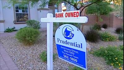 Repossessed sign outside a US property