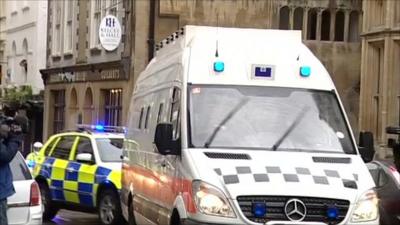 Police van brings Christopher Halliwell to Bristol Crown Court