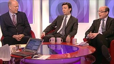 Chris Grayling, Andy Burnham and Nick Robinson