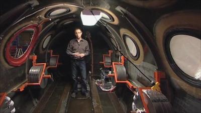 The BBC's Richard Scott inside the Virgin Galactic spaceship
