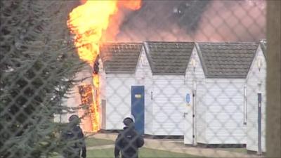 Building ablaze at Ford Prison 1st Jan 2011