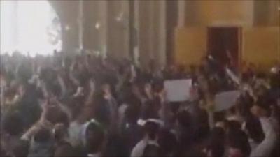 Screen grab from amateur video of protests