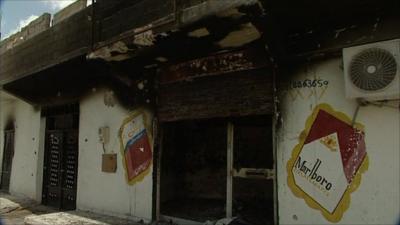 A burnt out shop