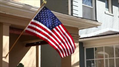 US flag on house