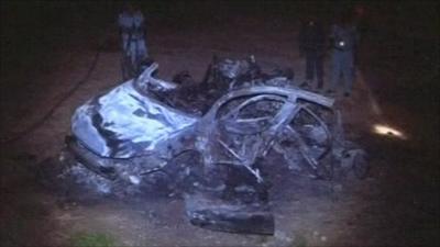 Sudan air strike car wreckage