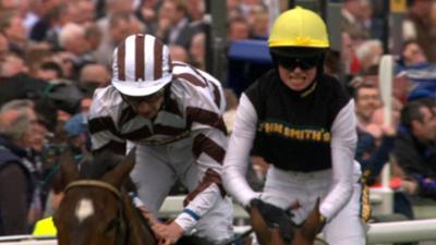 Willy Twiston-Davies wins the Foxhunters Chase on Baby Run