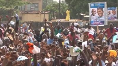 Voters at a rally