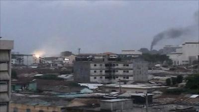 Smoke rises from Abidjan as explosion is seen