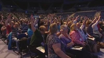 Nurses voting at the conference