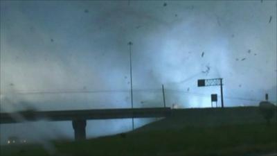Tornado hitting power lines
