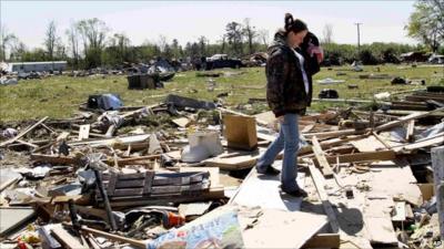 Devastated homes in North Carolina