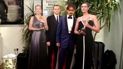 Cardboard cut-outs of Hollywood stars