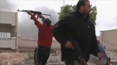 Rebel fighters in Misrata