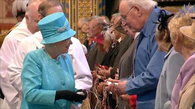 The Queen distributed Maundy money to pensioners