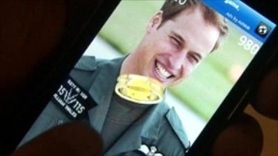 Phone game to place a ring on Prince William's finger