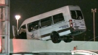 Van picked up by tornado