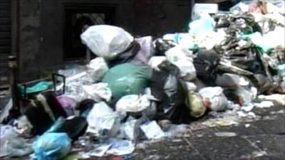 Uncollected rubbish in Naples