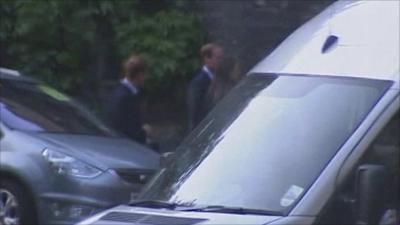 Prince William, Kate Middleton and prince Harry arrive at Westminster Abbey