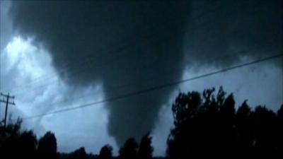 Amateur video footage of tornado