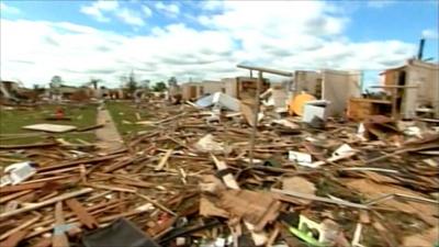 Destruction caused by the tornado in Alabama
