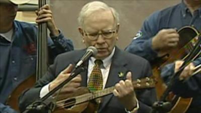 Warren Buffett playing in a band