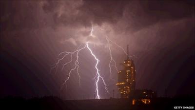 Storm over the launch pad