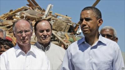 President Barack Obama with Alabama Gov Robert Bentley and Sen Richard Shelby