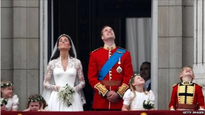 Prince William and Duchess of Cambridge on Buckingham Palace balcony