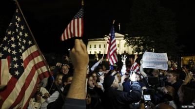 Crowds of young people outside the White House