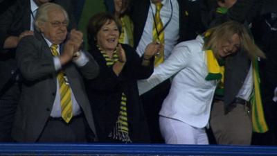 Norwich owner Delia Smith celebrates