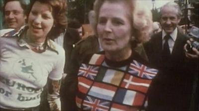 Margaret Thatcher campaigning in 1975 referendum