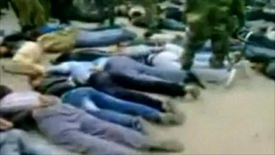 Unconfirmed footage of protesters face down on the ground