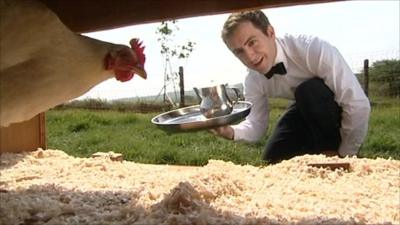 Chicken being served in hotel