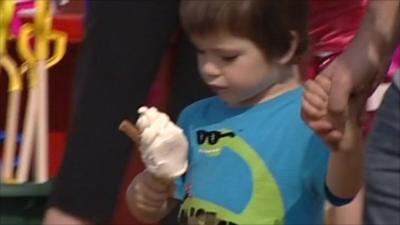 Boy eating ice cream