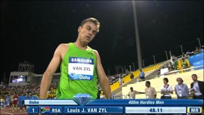 Van Zyl storms to Diamond League 400m hurdles win