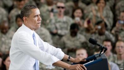 President Obama addressing troops