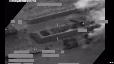 CCTV image of military target in Libya before RAF Tornadoes destroy it, courtesy Ministry of Defence