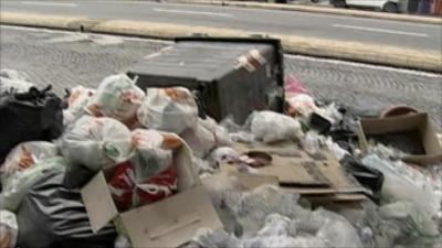 Uncollected rubbish in Naples