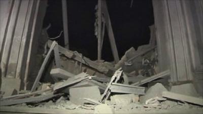 Building reportedly damaged by Nato airstrike