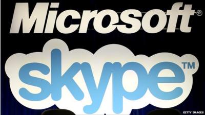 Microsoft and Skype logos