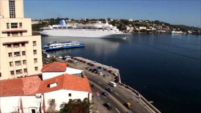 Cruise ship leaving Cuba