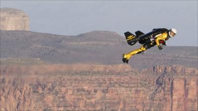 Yves Rossy in flight over the Grand Canyon