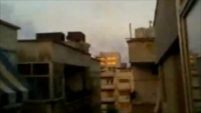 Amateur footage showing smoke over Homs