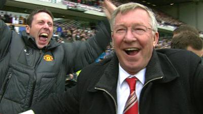 Sir Alex Ferguson leads Man Utd celebrations