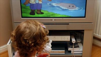 Child watching television