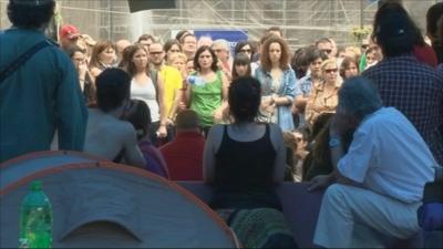 Protesters in Madrid